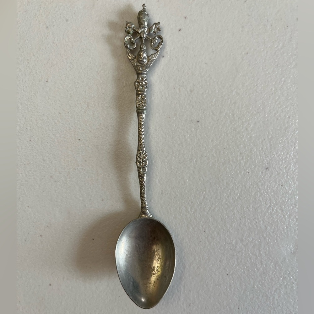 Vintage Tibetan Style Vajra Handle Unique Souvenir Spoon - Ornate Silver Tone